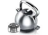 Bollitore Arendo Con Impostazione Della Temperatura, 1,7 L, 2200 W, Acciaio Inox Stile Vintage Retrò, Protezione Contro Il Surriscaldamento E L'ebollizione A Secco, Nero