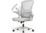 Sedia Da Ufficio - Seduta Ergonomica - Sedia Con Braccioli Ribaltabili A 90° - Supporto Lombare - Altezza Regolabile - Grigio