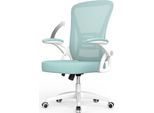 Sedia Da Ufficio - Seduta Ergonomica - Sedia Con Braccioli Ribaltabili A 90° - Supporto Lombare - Altezza Regolabile - Verde