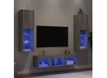 Maison Exclusive - Mobili Tv A Muro Con Led 5Pz Grigio Sonoma In Legno Multistrato