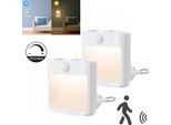 2 Pezzi Presa Di Luce Notturna A Led Dimmerabile Sensore Crepuscolare Rilevatore Di Movimento Basso Consumo Energetico Camera Da Letto Soggiorno Corridoio Scale Del Seminterrato, Bianco Caldo