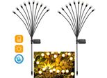 2 Pezzi Illuminazione Solare Da Giardino Lucciola Con 10 Led Picchetto A Terra, Lampada Solare Da Esterno Impermeabile IP65, Illuminazione Decorativa Giardino Cortile Balcone, Bianco Caldo