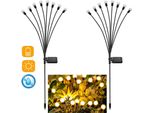 2 Pezzi Illuminazione Solare Da Giardino Lucciola Con 8 Led Picco A Terra, Lampada Solare Da Esterno Impermeabile IP65, Illuminazione Decorativa Giardino Cortile Balcone, Bianco Caldo