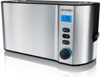 Tostapane Arendo, 2 Fessure Lunghe, Per 4 Fette, 1500 W, Fessura Lunga, Attacco Per Panini, Involucro Termoisolante, Display, Argento