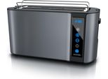 Tostapane Arendo, 2 Fessure Lunghe, Per 4 Fette, 1500 W, Fessura Lunga, Portapane, Alloggiamento Isolato Termicamente, Display, Touch, Grigio
