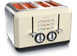 Tostapane Arendo, 4 Fessure Corte, Per 4 Fette, 1630 W, Automatico, Acciaio Inox, Involucro A Doppia Parete Termoisolante, Beige