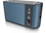 Tostapane Arendo, 2 Fessure Lunghe, Per 4 Fette, 1500 W, Fessura Lunga, Attacco Per Panini, Involucro Termoisolante, Display, Blu