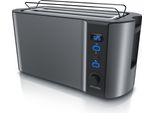 Tostapane Arendo, 2 Fessure Lunghe, Per 4 Fette, 1500 W, Fessura Lunga, Attacco Per Panini, Involucro Termoisolante, Display, Grigio