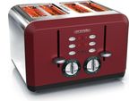 Tostapane Arendo, 4 Fessure Corte, Per 4 Fette, 1630 W, Automatico, Acciaio Inossidabile, Involucro A Doppia Parete Termoisolante, Rosso