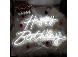 Neon Led Light Usb, Segno Al Neon Due Pezzi, Luce Notturna Luce Al Neon Led Decorazione Murale Per Festa Di Compleanno Celebrazione Ristorante Bambini (Buon Compleanno, Bianco Freddo)