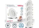 B.K.Licht - Set Di 5 Faretti Led Da Incasso 230V, Faretto Led Orientabile Per Bagno IP65, Faretto Da Soffitto Dimmerabile All'infinito, Spot Led, Spot Da Soffitto, Lampada Da Bagno, Bianco, 90X42 Mm (Dxh)