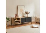 Mobile Tv 'Tysnes' Con 2 Ante Scorrevoli 120 X 40 X 45 Cm Effetto Rovere / Nero