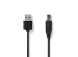 Cavo Usb | Usb 2.0 | USB-A Maschio | USB-B Maschio | 480 Mbps | Nichelato | 3,00 M | Rotondo | Pvc | Nero | Etichetta