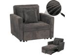 HWC-L90 Poltrona Letto, Poltrona Pieghevole Letto Per Ospiti Reclinabile, Superficie Reclinabile 200X100Cm Tessuto/Corda Tessile ~ Grigio Scuro