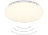 B.K.Licht - Plafoniera Led Con Rilevatore Di Movimento IP54 Portata 3M, Luce Bianca Calda, Rilevamento A 120 Gradi, Plafoniera Led, Lampada Led, Lampada Da Bagno, Lampada Da Bagno, Lampada Da Cucina, 27X6,5 Cm, Bianco