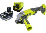 Smerigliatrice Angolare A Batteria Ryobi R18AG-0 18 V One+ 115 Mm + 1X Batteria 5,0 Ah + Caricabatteria