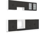 Vidaxl Set Di Armadietti Da Cucina Da 8 Pezzi Porto In Legno Nero