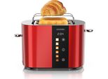Tostapane Arendo 2 Fette, Acciaio Inox, 800 W, Display Con Indicatore Del Tempo Residuo, Accessorio Per Panini, Funzione Di Scongelamento, Alloggiamento Termoisolante, Display Touch, Rosso