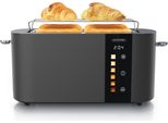 Tostapane Arendo 4 Fette, Tostapane A Fessura Lunga, Fessura Lunga, Acciaio Inox, 1500W, Display Con Indicatore Del Tempo Residuo, Portapane, Funzione Di Scongelamento, Alloggiamento Termoisolante, Display Touch, Cool Grey