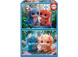 Puzzle - Educa - Cute Monsters - 2 X 100 Pieces - For Children Aged 8 And Over - Cartoon Theme