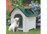 Cuccia Per Cani 'Bello' Con Botola Sul Tetto 87 X 72 X 75 Cm In Plastica Bianca/Verde