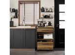 Sobuy FKW118-PF Carrello Portavivande Con 1 Vassoio Estraibile Carrello Da Cucina Su Rotelle Carrello Da Bar Vintage Wd Circa 60X90X45Cm