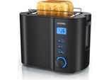 Tostapane Arendo A 2 Fette Con 6 Livelli Di Doratura, Display Lcd Con Indicatore Del Tempo Residuo, 800 Watt, Funzione Di Scongelamento, Portapane, Nero