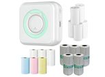 Stampante Termica Usb Portatile Per Smartphone, Stampante Fotografica Mobile Senza Inchiostro, 5 Rotoli Di Carta Adesiva, 6 Rotoli Di Carta Termica Colorata, 5 Rotoli Di Carta Termica Bianca - Miniorintpack