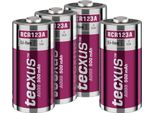 Tecxus 70763 Batteria Ricaricabile RCR123 - 500 Mah, 4 Pezzi In Scatola, Rosa-Argento - Batteria Agli Ioni Di Litio (Li-Ion), 3,2 V