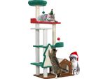 Tiragraffi Pawhut Con Colori Natalizi, Albero Per Gatti Da 135 Cm Con 6 Livelli, Tiragraffi Per Gatti Con Grotta Per Gatti, Palla Da Gioco, Tiragraffi In Sisal, Per 1-2 Gatti Fino A 5 Kg, Multicolore
