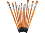 12Pcs Disegnare Pennelli Set Di Pennelli Per Artisti Con Capelli Di Nylon Per Artista Acrilico Acquerello Guazzo Pittura Del Viso Per Grande Arte Disegno Forniture Per Studenti Pittori - Pennelli Piatti