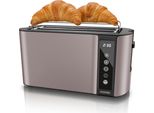 Tostapane Arendo 4 Fette In Acciaio Inox A Fessura Lunga, Tostapane A Fessura Lunga, Involucro A Doppia Parete Isolato Termicamente, Display Con Indicatore Del Tempo Residuo, 1500W, Pannello A Sfioramento, Attacco Per Panino