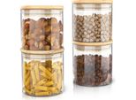 Arendo Barattoli Per La Conservazione, Set Di Barattoli In Vetro 4X 0,75 L In Vetro Borosilicato Con Coperchio In Bambù, Ermetici, Set Di 4, Resistenti Al Calore, Ecologici, Durevoli, Adatti Al Microonde