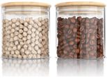 Arendo Barattoli Per La Conservazione, Set Di Barattoli In Vetro 2X 0,75 L In Vetro Borosilicato Con Coperchio In Bambù, Ermetici, Set Di 2, Resistenti Al Calore, Ecologici, Durevoli, Adatti Al Microonde