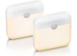 Brandson 2X Luce Notturna A Led, Luce Per Armadio Con Sensore Di Movimento, Set Da 2, Batteria Ricaricabile, Sensore Di Luce, Luce Continua, Modalità Automatica, Bianco Caldo, Bianco Freddo, USB-C, Timer, Magnete