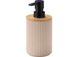 Berilo | Dispenser Per Sapone - 16,5 Cm - Beige - A Strisce - Pratica Pompa - Dosaggio Di Sapone O Liquidi