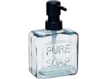 Berilo | Dispenser Per Sapone - 250 Ml - Vetro Trasparente Scuro - Pratica Pompa Nera - Per Liquidi E Gel