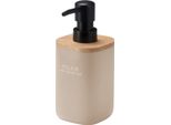 Berilo | Dispenser Per Sapone - 18,5 Cm - Beige - Pratica Pompa Nera - Per Liquidi E Gel