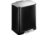 Eko - Cestino A Pedale E-Cube 20 Litri - Acciaio Inox Plastica - Nero, Acciaio Inox Opaco