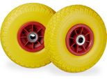Relaxdays 4 X Ruote Per Carrelli Manuali Pu 3.00-4 Giallo-Rosso