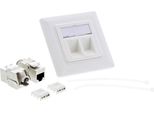 Inline® Scatola Prese Cat.6A Max. 10 Gbit/S, 2X RJ45 F Snap-In Inclusi, Bianco