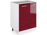 Vicco Mobiletto Base Cucina R-Line, 60 Cm Senza Piano Di Lavoro, Rosso Lucido/Bianco