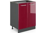 Vicco Mobiletto Base Cucina R-Line, 60 Cm Senza Piano Di Lavoro, Rosso Lucido/Antracite