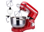 Robot Da Cucina Arebos 1500 W | 6 L Acciaio Inox | Sbattitore, Gancio Per Impasto E Frusta, Rosso