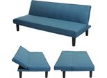 Divano Letto HWC-J17, Divano Pieghevole Divano Letto Per Ospiti, Funzione Letto Tessuto/Tessuto 165Cm ~ Turchese-Blu