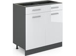 Vicco Mobiletto Base Per Cucina R-Line, 80 Cm Senza Piano Di Lavoro, Bianco Lucido/Antracite