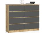 Akord Cassettiera Con Cassetti Rovere/Grigio Grafite 120X40X99 Cm