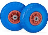 Relaxdays 4 X Ruote Per Carrelli Manuali Pu Blu-Rosso