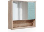 Vicco Specchio Contenitore Bagno Agasta, 54 X 53 Cm, Verde Menta/Sonoma
