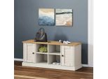The Living Store Panca Per Scarpe Vigo White 106X35X45 Cm In Legno Di Pino Massiccio